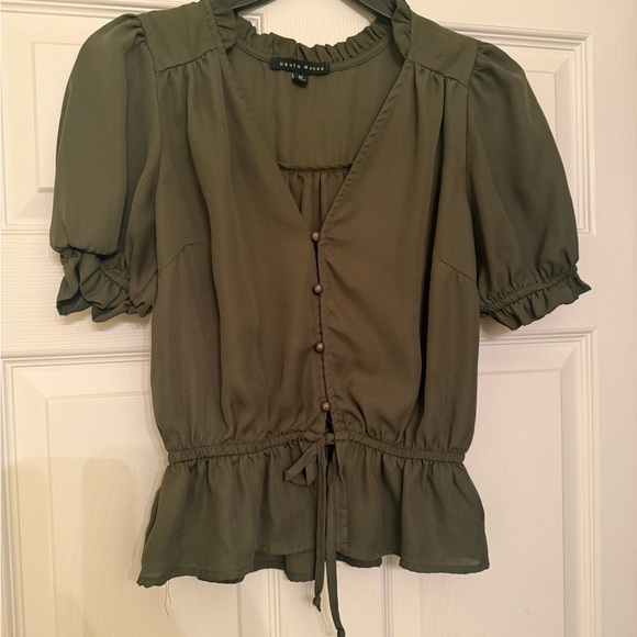 Green Button-Down Blouse - Picture 1 of 6